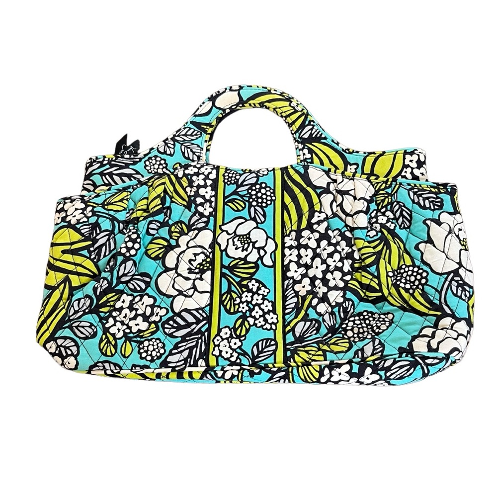 Vera Bradley Abby Purse Handbag Bag Satchel Island Blooms Blue Floral Blue Green
